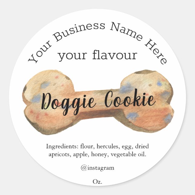 Watercolor Dog bone Custom doggie cookie Classic Round Sticker (Front)
