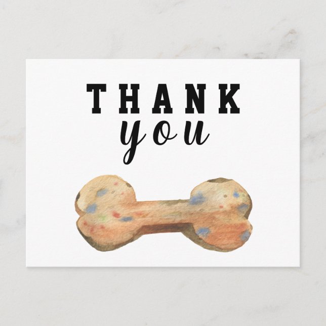 Watercolor dog bone Custom Thank you card (Front)