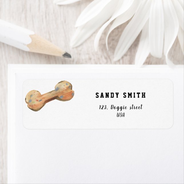 Watercolor dog bone  return address label (Insitu)