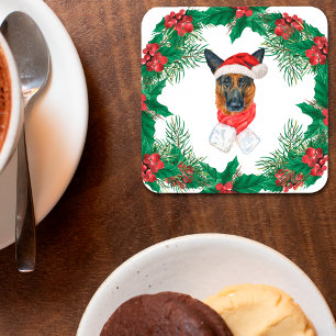 Watercolor Dog Breeds, German Shepherd Christmas Coaster