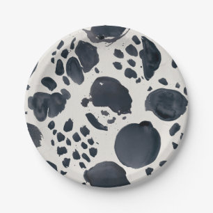 Watercolor Dog Dalmatian Animal Print Dots  Paper Plate