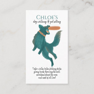 Watercolor Dog Frisbee Dog Walker Pet Sitter Business Card