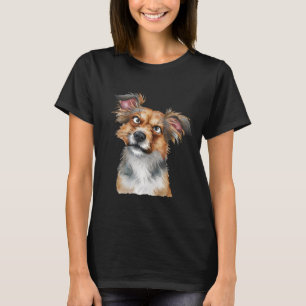 Watercolor Dog is Confused Surprised Dog Black T-Shirt