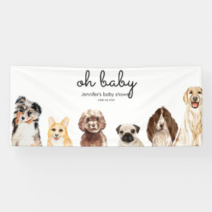 Watercolor Dog Party oh baby shower pet Banner