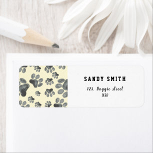 Watercolor dog paw pattern  return address label