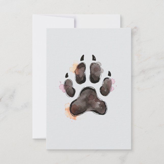 Watercolor Dog Paw Print Note Card (Front)