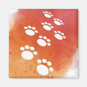 Watercolor Dog Paw Tracks Magnet