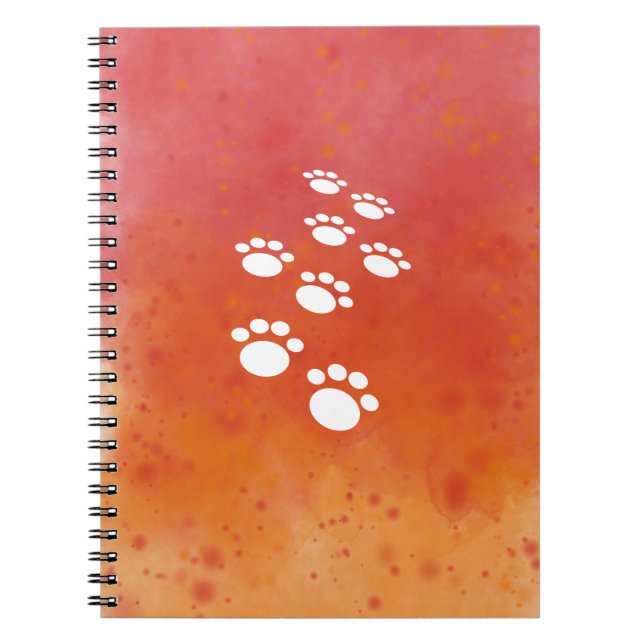Watercolor Dog Paw Tracks Notebook (Front)