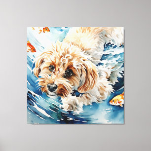 Watercolor Dog Portrait Canvas Print