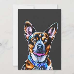 Watercolor Dog Portrait Hand Painted, Isolated Dog Holiday Card