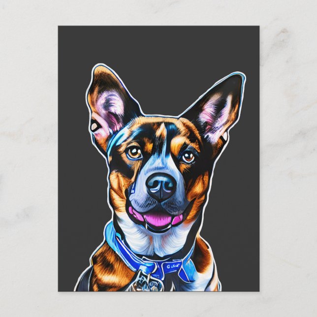 Watercolor Dog Portrait Hand Painted, Isolated Dog Postcard (Front)