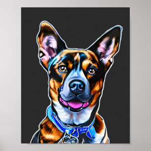 Watercolor Dog Portrait Hand Painted, Isolated Dog Poster