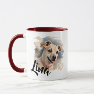 Watercolor Dog Portrait with Artistic Brush Stroke Mug