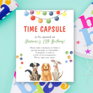 Watercolor DOG Time Capsule 1st birthday Poster