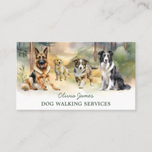 Watercolor Dog Walker Pet Sitter Business Card