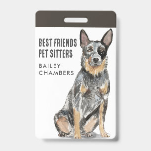 Watercolor Dog Walker Pet Sitter ID Badge