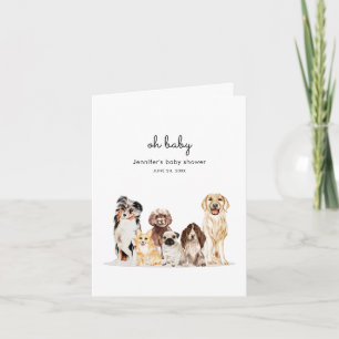 Watercolor Dogs breeds Baby Shower Double sided Card
