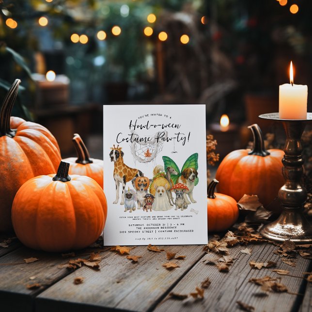 Watercolor Dogs | Howl-o-ween Puppy Costume Party Invitation (Creator Uploaded)