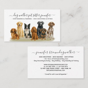 Watercolor Dogs Script Monogram Business Card