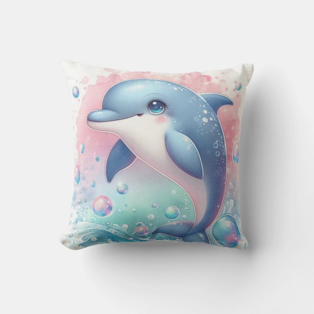 Watercolor Dolphin Cushion (Front)