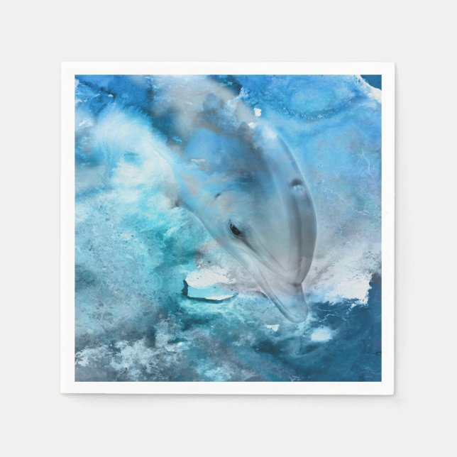 Watercolor Dolphin  Digital Art Napkin (Front)