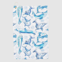 watercolor dolphin fish seamless pattern, dolphin
