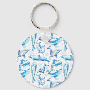 watercolor dolphin fish seamless pattern, dolphin  key ring