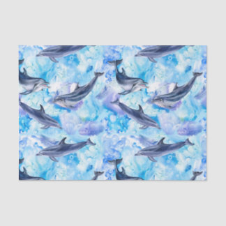 watercolor dolphin fish seamless pattern tissue paper