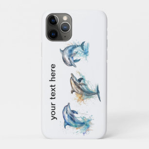 Watercolor Dolphin Trio, custom  iPhone 11 Pro Case