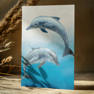 Watercolor Dolphins Postcard
