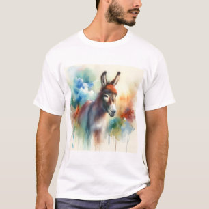 Watercolor Donkey 080824AREF138 - Watercolor T-Shirt
