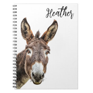 Watercolor Donkey Peeking Personalised  Notebook