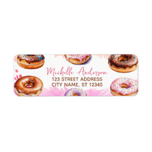 Watercolor Donut Return Address Sweet Doughnut Return Address Label