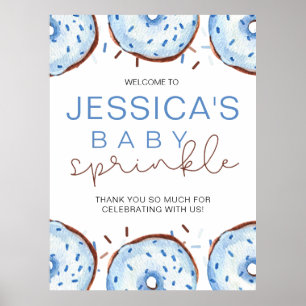 Watercolor Donuts Baby Sprinkle Shower  Poster