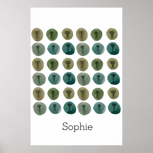 Watercolor Doodle Pattern Poster (Front)