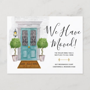 Watercolor Door We Have Moved New Address Postcard