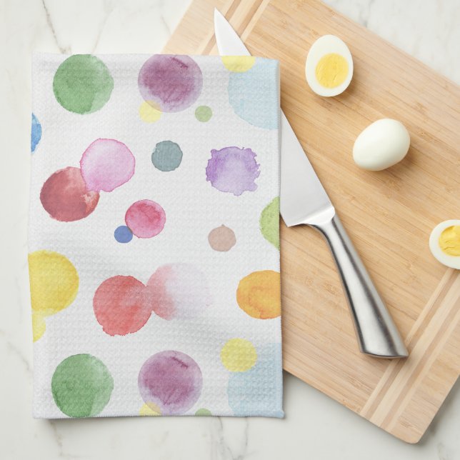 Watercolor Dots 1 Tea Towel (Quarter Fold)