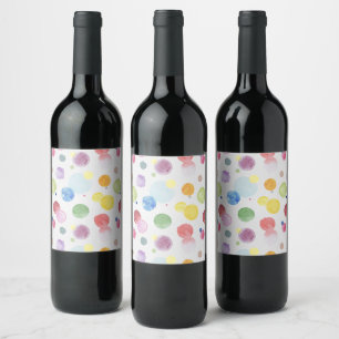 Watercolor Dots 1 Wine Label