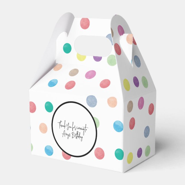 Watercolor Dots Hand Painted Colourful Pattern     Favour Box (Front Side)