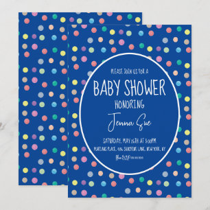 Watercolor Dots Painted Baby Shower  Invitation