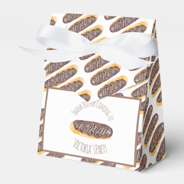 Watercolor Doughnut Chocolate  Hand Drawn  Eclair  Favour Box (Front Side)