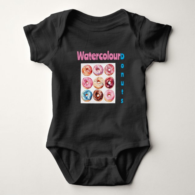 Watercolor Doughnut Delight Baby Bodysuit (Front)