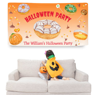 Watercolor Doughnut-licious Halloween Candy Party  Banner