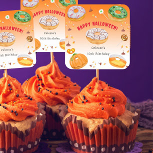 Watercolor Doughnut-licious Halloween Candy Thank  Square Sticker