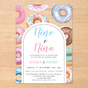 Watercolor Doughnut Nino o Nina Spanish Gender Rev Acrylic Invitations