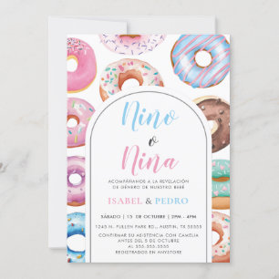 Watercolor Doughnut Nino o Nina Spanish Gender Rev Invitation