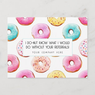 Watercolor Doughnut Real Estate Referral Thank You Postcard
