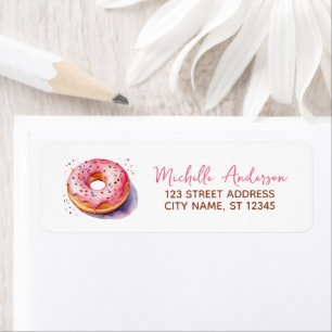Watercolor Doughnut Return Address Sweet Doughnut  Return Address Label