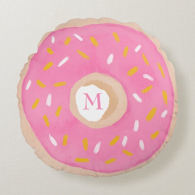 Watercolor Doughnut Round Cushion (Front)