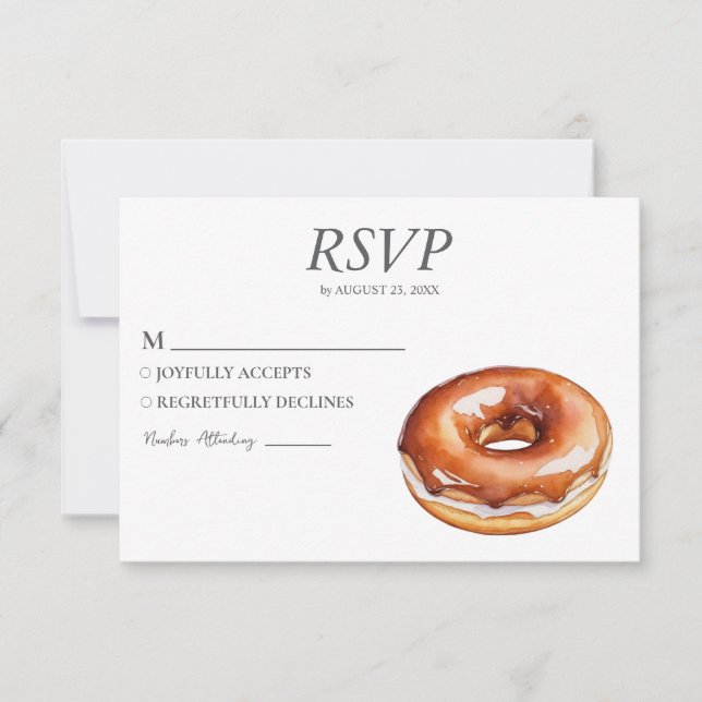 Watercolor Doughnut RSVP Card Wedding Sweet Doughn (Front)